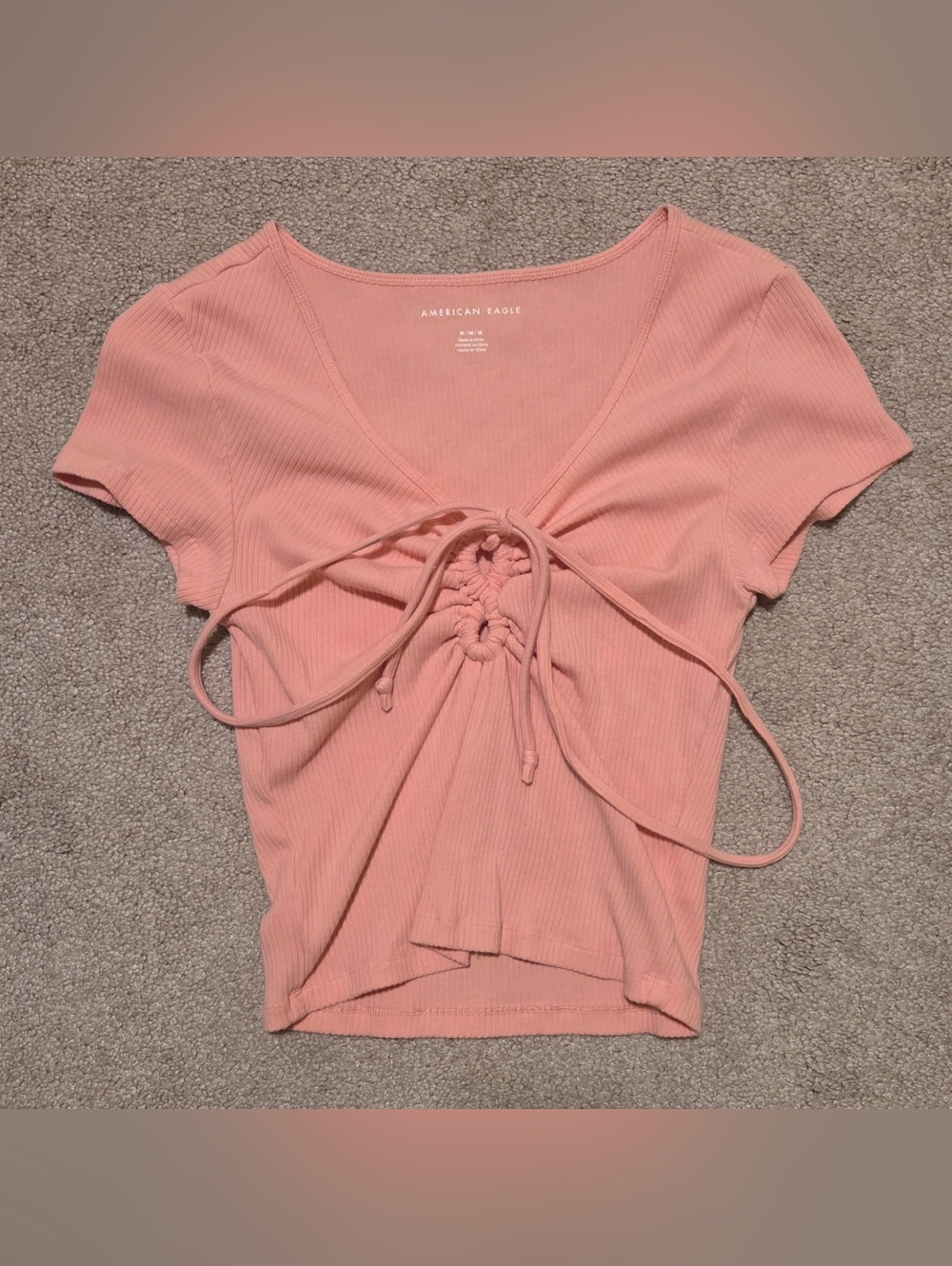 American Eagle Pink Front-Tie T-Shirt